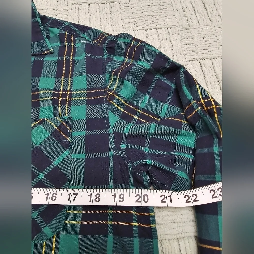 The North Face Button Shirt Long Sleeve Plaid Green MEN'S SIZE Medium 1 Pocket